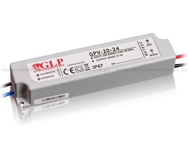 GLP napájecí zdroj  GPV-20-24, 24V 1A IP67 24W