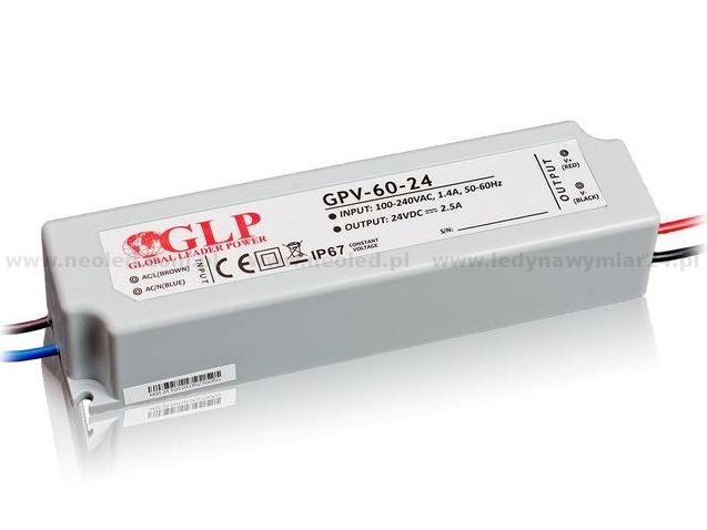 GLP napájecí zdroj  GPV-60-24, 24V, 2,5A IP67 60W