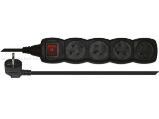 EMOS  prodlužovací  kabel s vypínačem černý 3m 4 zásuvky