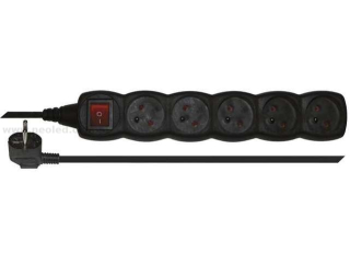 EMOS  prodlužovací  kabel s vypínačem černý 3m 5 zásuvek