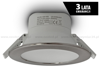 Neoled WAVE LED zápustné svítidlo stříbrné 10W 950lm bílá teplá