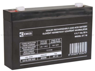 EMOS VRLA bezúdržbový akumulátor technologie AGM 6V 7Ah F4,7